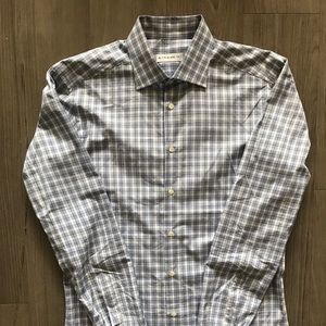 Etro Slim Fit Plaid Cotton Shirt Blue